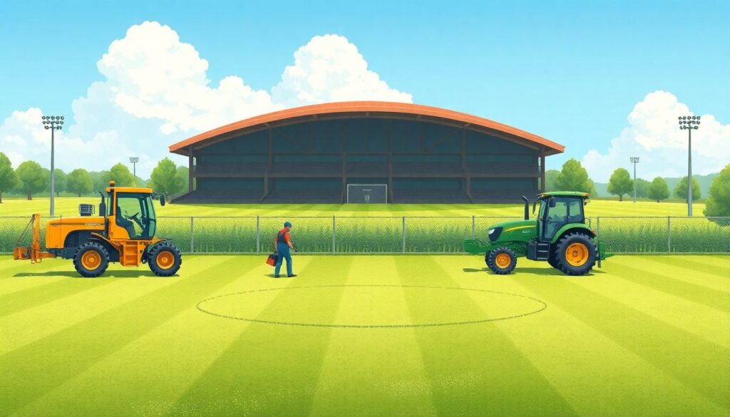 Влияние погодных условий на состояние газона на стадионе - иллюстрация