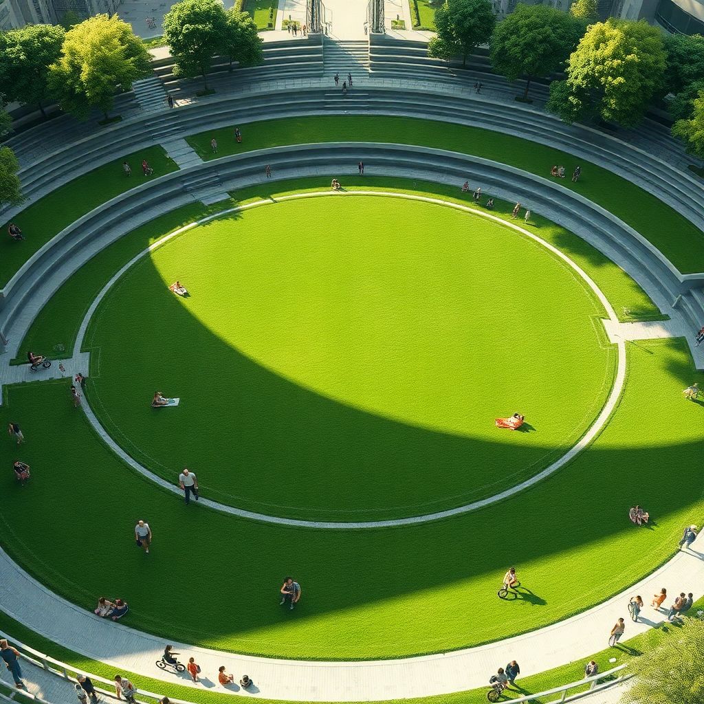 Парк травяных полей: экспериментальные покрытия в форме арены
