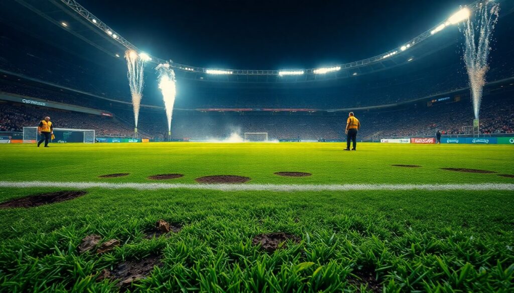 Как восстанавливают поле после крупных матчей - иллюстрация